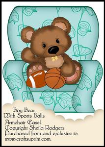 Armchair Easel - Boy Bear with Sports Balls