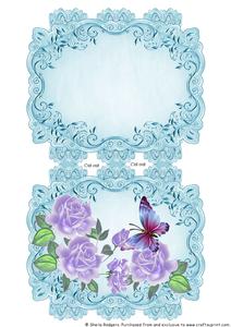 Aqua Strip Card Mini Kit - Purple Roses