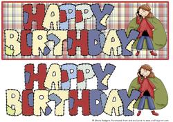Patchwork Birthday Girl on Phone