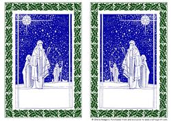 Three Wise Men in Holly Frames Digital Stamps