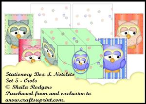 Stationery Box & Notelets - Owls