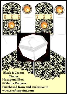 Hexagonal Box - Black & Cream Circles