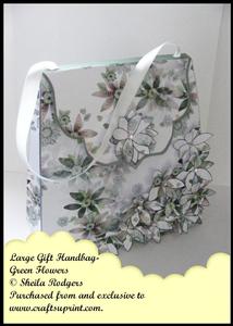 Large Gift Handbag - Green Floral