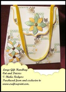 Large Gift Handbag - Cats and Daisies
