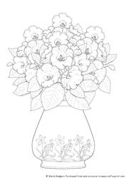 Digital Stamp - Vase of Gloxinias