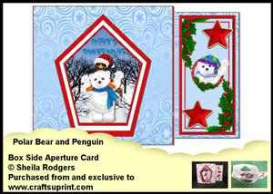 Box Side Aperture Card - Polar Bear and Penguin