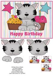 Birthday Kitty on Stripes