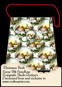 Large Gift Handbag - Christmas Birds