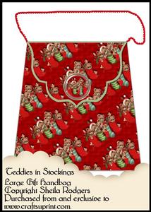 Large Gift Handbag - Teddies in Stockings