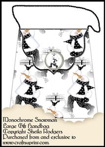 Large Gift Handbag - Monochrome Snowman