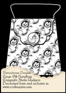 Large Gift Handbag - Monochrome Penguin