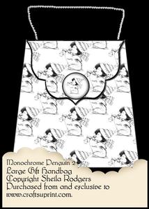 Large Gift Handbag - Monochrome Penguin 2