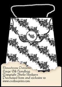 Large Gift Handbag - Monochrome Poinsettia