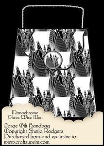 Large Gift Handbag - Monochrome Three Wise Men