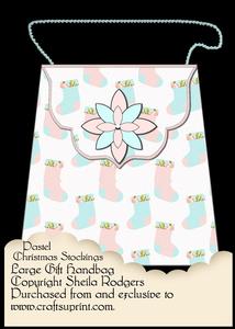 Large Gift Handbag - Pastel Christmas Stockings