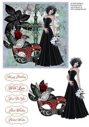 6 Inch Card - Venetian Mask - Gothic Beauty