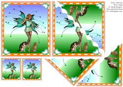 Fairy with Cats Wavy Edge