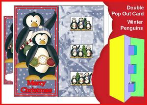 Double Pop Out Card - Winter Penguins