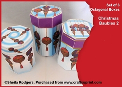 Set of 3 Octagonal Boxes - Christmas Baubles 2