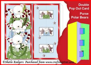Double Pop Out Card - Purse Polar Bears