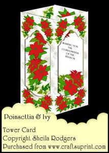 Tower Card - Poinsettia and Ivy