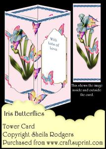 Tower Card - Iris Butterflies