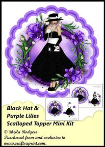 Scalloped Topper Mini Kit - Black Hat & Purple Lilies