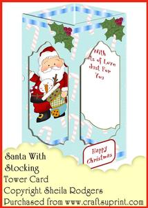 Tower Card - Santa with Stocking