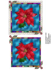 Stained Glass Poinsettia with Pearl Frame