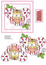 Square Christmas Card - Snowman with Candycanes