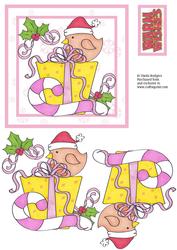 Square Christmas Card - Robin on Gift 1