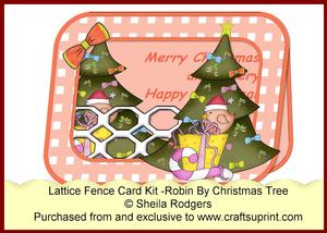 Lattice Fence Card Kit - Robin by Christmas Tree