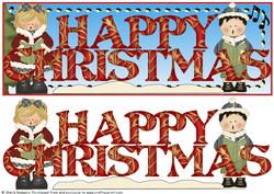 Large Dl Card - Happy Christmas Carol Singers 3