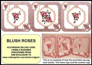 Accordion Zig Zag Card - Blush Roses