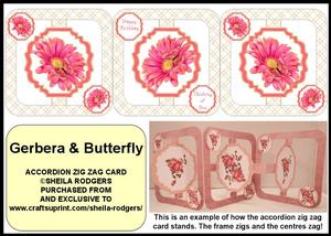 Accordion Zig Zag Card - Gerbera and Butterflies
