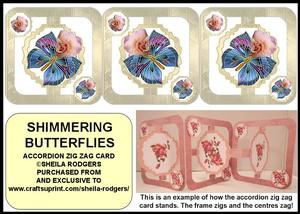 Accordion Zig Zag Card - Shimmering Butterflies