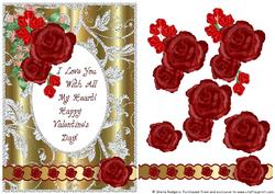 Red Rose Cluster Valentine Card 2