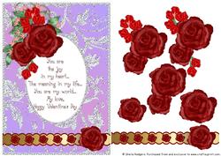 Red Rose Cluster Valentine Card 4