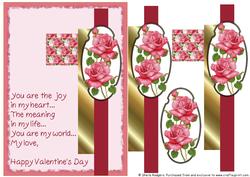 Valentine Cluster Card - Pink Roses