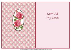 Valentine Cluster Card - Pink Roses - Insert