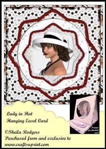 Hanging Easel Card - Lady in Hat