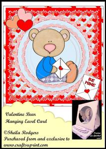 Hanging Easel Card - Valentine Bear
