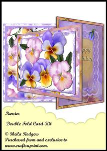 Double Fold Card Kit - Pansies