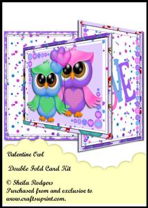 Double Fold Card Kit - Valentine Owl