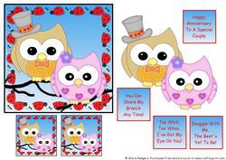 Owl Couple with Ladybird Border