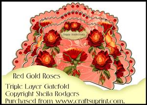 Triple Layer Gatefold - Red Gold Roses