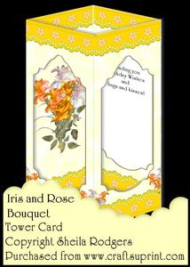 Tower Card - Iris and Rose Bouquet