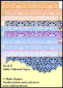 Set of 10 Lattice Patterned Papers