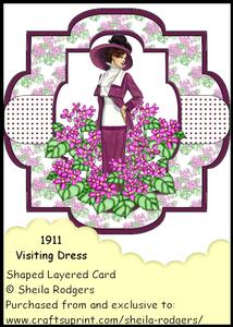 Shaped Layered Card - 1911 Visiting Dress