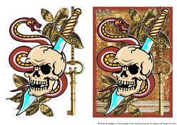 Snake Entwined Skull Tattoo Art